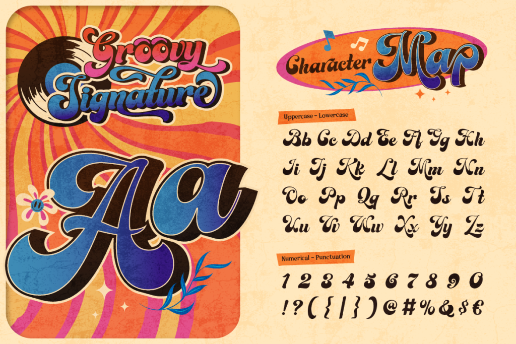 character maps of groovy font