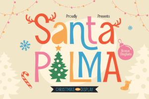 Santa Palma playful Christmas display font title banner with bonus dingbats